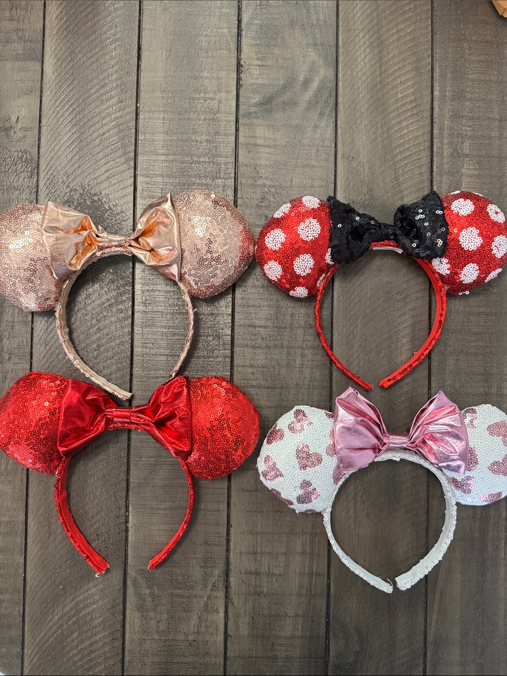 Sequin Minnie Ear Headband - Red, Pink, Rose Gold, White